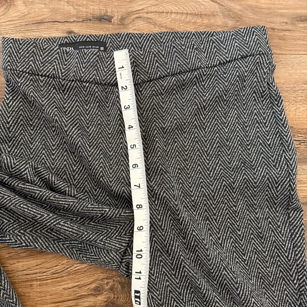 ZARA Stretch Herringbone Flare Trousers Grey Marl Size M NWOT - Picture 12 of 14